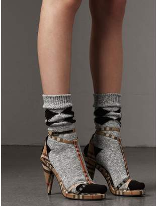 Burberry Vintage Check Cotton High-heel Sandals