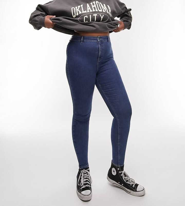 Topshop Curve high rise Joni jeans in mid blue ShopStyle