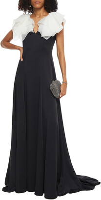 Jenny Packham Ruffled Two-tone Organza And Satin-crepe Gown