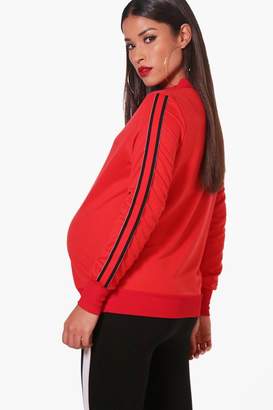 boohoo Maternity Sports Stripe Detail Lounge Top
