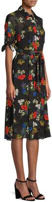 Calvin Klein Floral-Print Chiffon Shirtdress