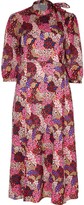 Thumbnail for your product : River Island Mixed Animal Print Tie Neck Button Through Dress - Pink