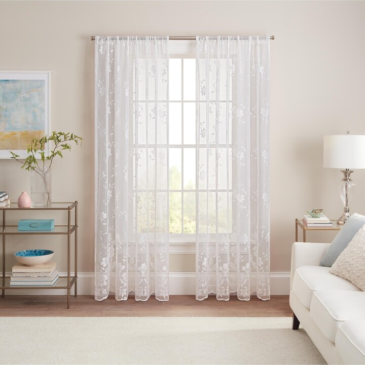 Waverly Sherry Floral Lace Sheer Rod Pocket Curtain Panel, 54" x 84" -  ShopStyle