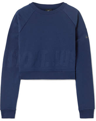 Nike Pro Versa Cropped Embossed Jersey Sweatshirt - Navy - ShopStyle