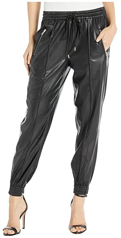 faux leather drawstring pants