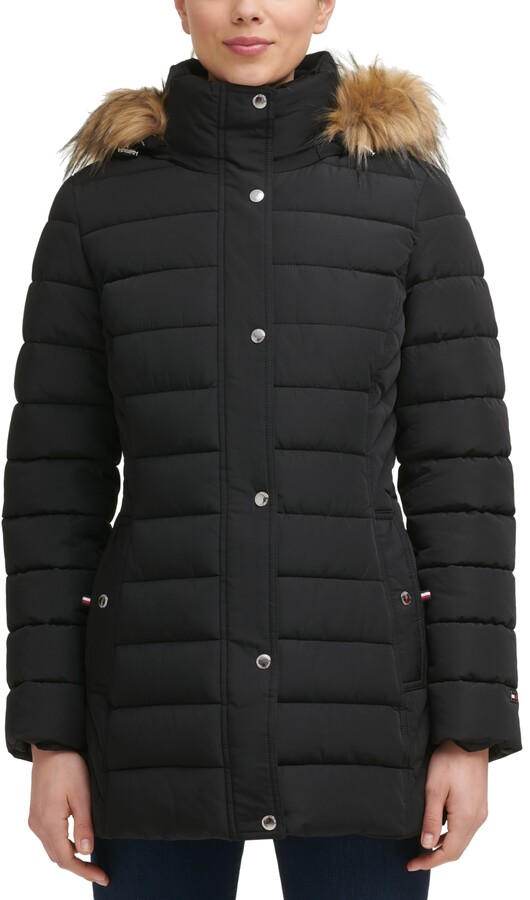 Tommy Hilfiger Women's Faux-Fur-Trim Hooded Puffer Coat, Created for Macy's  - ShopStyle