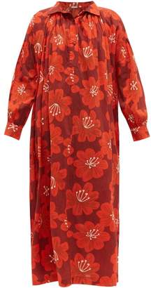 Dodo Bar Or Vyan Floral-print Cotton Midi Dress - Womens - Burgundy Print