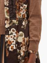 Thumbnail for your product : Junya Watanabe Wool And Floral-print Satin-panelled Cardigan - Womens - Brown Multi