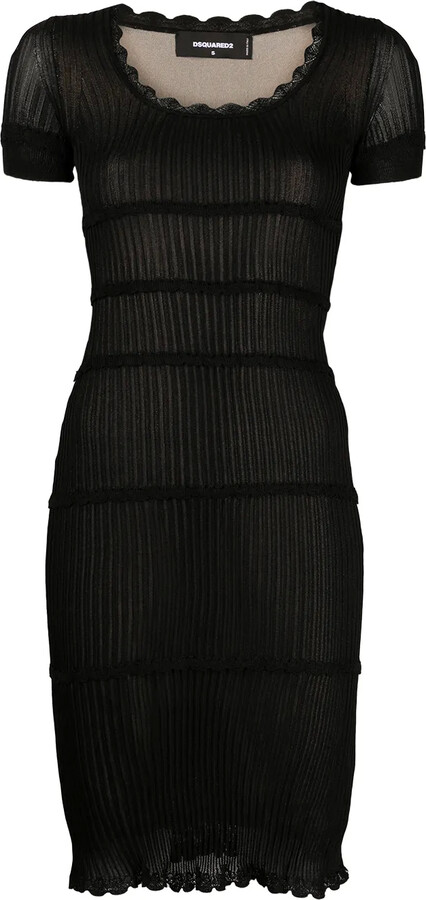 DSQUARED2 Scallop Lace-Trim Rib-Knit Minidress