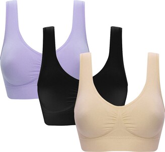 Women Sleep Bra Comfort Seamless Wireless Stretchy Sports Bra with  Removable Pads Plus Size 