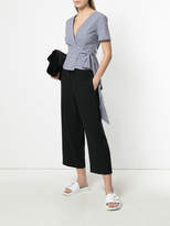 Thumbnail for your product : P.A.R.O.S.H. striped wrap front blouse