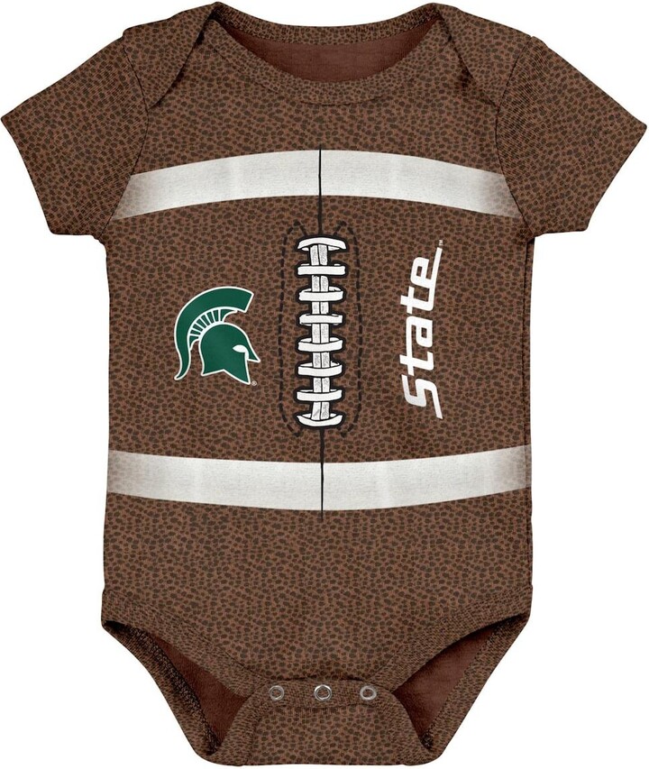 Outerstuff Newborn Infant Brown Michigan State Spartans Catch Me Football Bodysuit