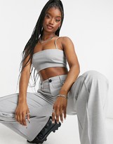Thumbnail for your product : Bershka cropped bralet co-ord in grey