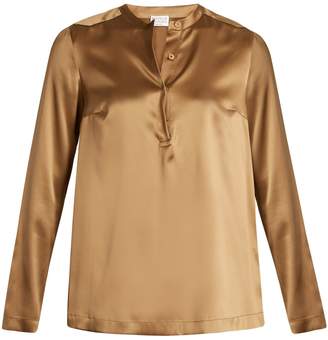 Brunello Cucinelli Stretch-silk beaded blouse