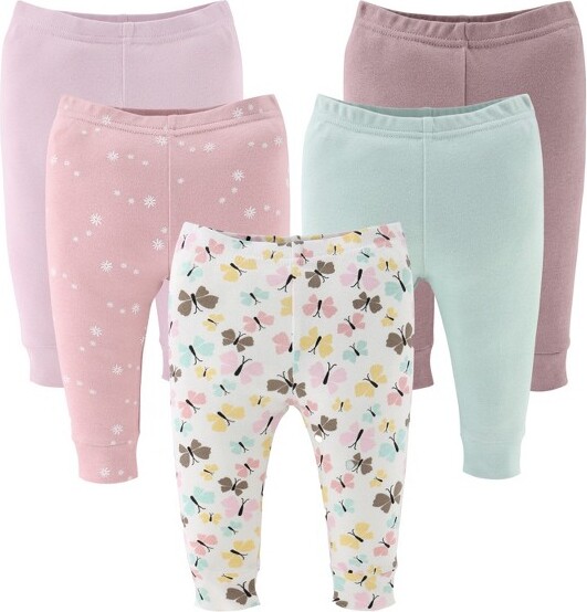 The Peanut Shell ThePeanutshellButterflyKissesBabyGirlPants,5-PackSet,Multicolored,Newborn