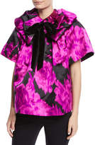 Thumbnail for your product : Marc Jacobs Rosette-Collar Velvet-Bow Carnation-Print Silk Blouse