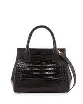 Thumbnail for your product : Nancy Gonzalez Loop Crocodile Small Satchel Bag, Black Shiny