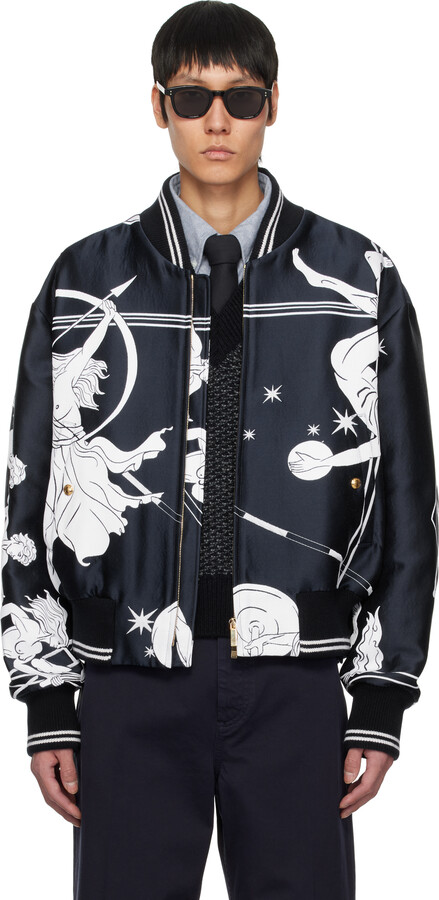 Thom Browne Navy Oversized Olympic Constellation Bomber Jacket