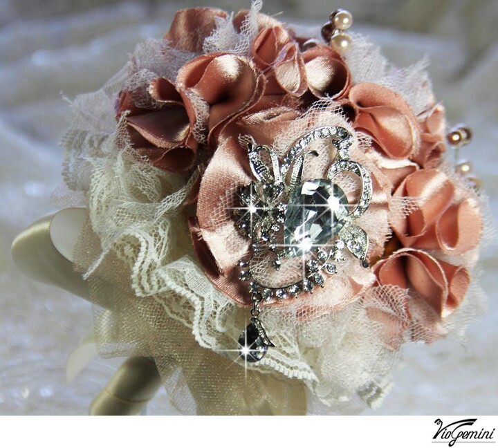 Etsy Dusty Pink Bridal Brooch Bouquet Vieux Rose Wedding Broach Bouquet