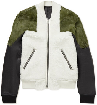 Rick Owens Panelled Shearling, Leather And Calf Hair Bomber Jacket -  ShopStyle