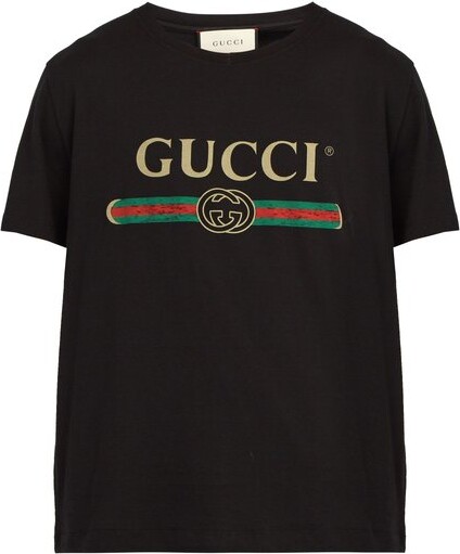 Gucci Fake Logo-print Cotton T-shirt - Black - ShopStyle