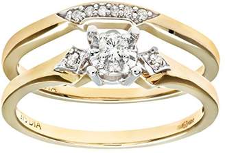 Naava Women's 9 ct Yellow Gold 0.10 ct Diamond Bridal Set Ring