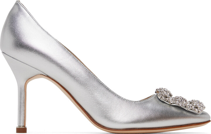 Manolo blahnik silver shoes Clearance