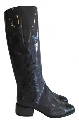 navy patent boots