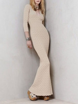 Thumbnail for your product : Choies Beige Kinted Long Sleeves Fishtail Maxi Dress-Chioes Limited