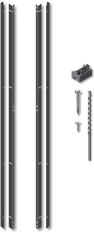 OUTDECO 72 in. Black Galvanized Steel Adjustable Slat Fence Frame Kit