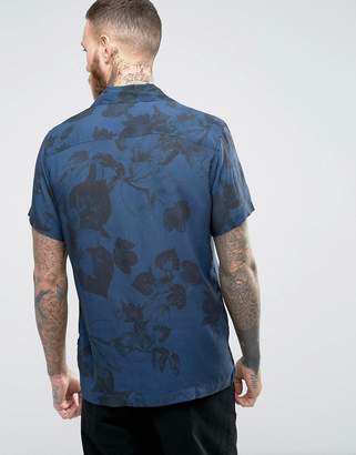 Selected Homme+ Short Sleeve Shirt With Floral Back Print