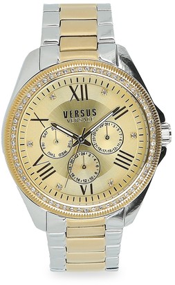 Versace Elmont Two-Tone Stainless Steel Swarovski Crystal Chronograph Watch  - ShopStyle