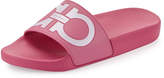 Thumbnail for your product : Ferragamo Groove Gancini Flat Slide Sandals, Bubble/Bianco