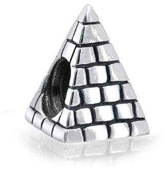 Bling Jewelry Egyptian Pyramid Charm 925 Sterling Silver Vacation Travel Bead for European Bracelet