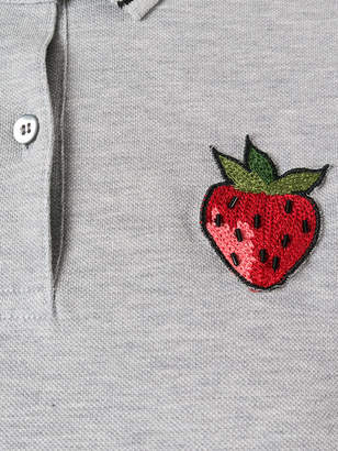 Dolce & Gabbana sequin strawberry patch polo shirt