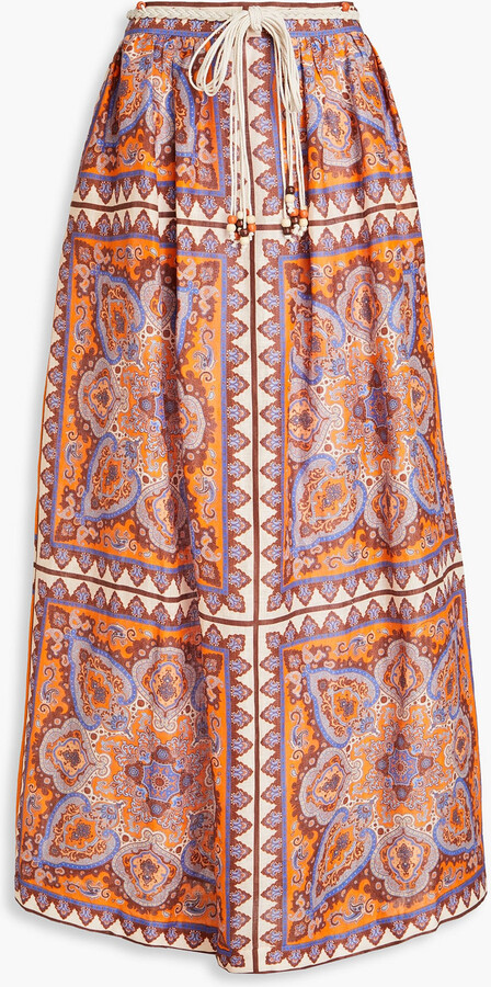 スカート ZIMMERMANN Women Skirts 0726SF241SPIC Orange Zimmermann Postcard Maxi Skirt - Bergdorf Goodman
