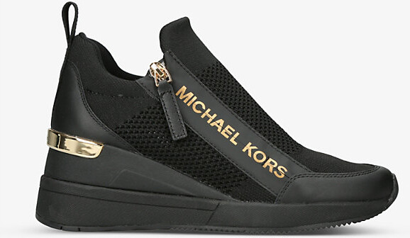 MICHAEL Michael Kors Womens Black Willis Metallic Wedge Knitted Low-top  Trainers - ShopStyle