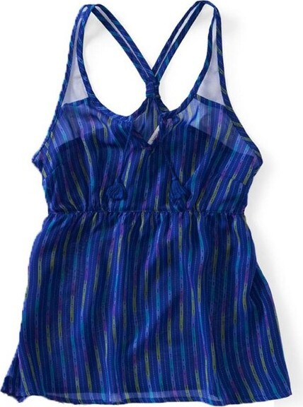 Aeropostale Womens Stripe Mesh Woven Racer Back Tank Top, Purple, Medium