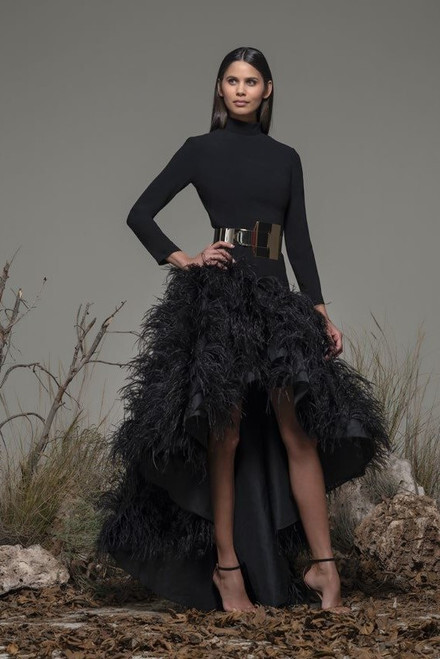 high low feather dress