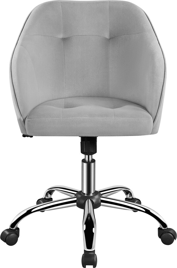 Alden Design Adjustable Swivel Velvet Desk Chair for Home Office, Light Gray