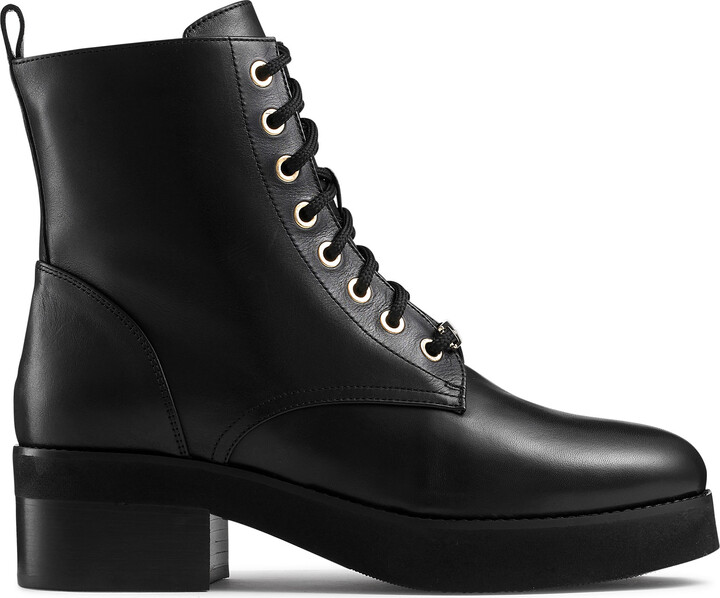 Russell & Bromley Women's Black Leather Atom LaceUp Ankle Boots, Size UK 3 ShopStyle