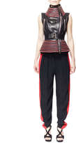 Thumbnail for your product : Alexander McQueen Side-Stripe Leaf Crepe Pants, Black/Red