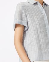 Thumbnail for your product : Jigsaw Short Slv Linen Check Blouse