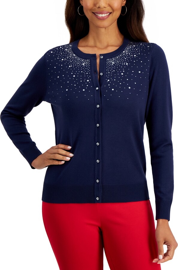 JM Collection Women's Embellished Button Cardigan, Created for Macy's -  ShopStyle