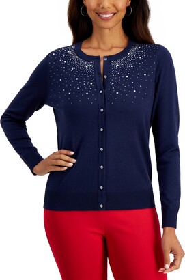 JM Collection Women's Embellished Button Cardigan, Created for Macy's -  ShopStyle