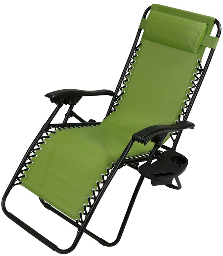 Sunnydaze Green Zero Gravity Outdoor Lounge Chair With Pillow And Cup Holder ShopStyle