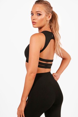 boohoo Amber Fit Medium Support Strappy Back Sports Crop