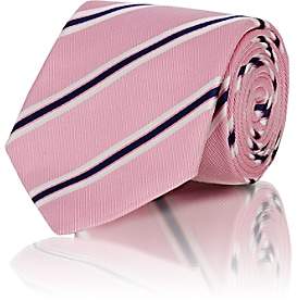 Bigi Men's Diagonal-Stripe Corded Silk Necktie-Pink