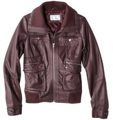 Thumbnail for your product : Xhilaration Knit Trim Bomber Faux Leather Jacket -Assorted Colors