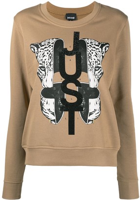 Just Cavalli Logo-Detail Leopard-Print Sweatshirt